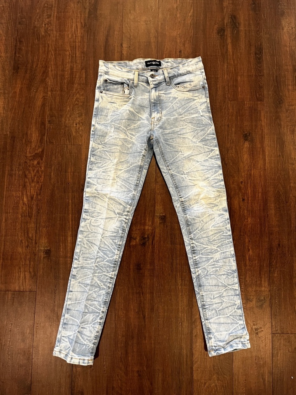 WT02 Wicked Fashions Men's Skinny Jeans Sz. 30x30 Slim Distressed Acid Washed